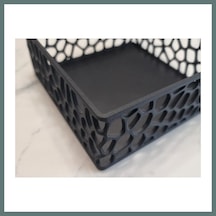 Bezos 3d Baskı Organik Desenli Peçetelik Kokteyl Peçete Tutucu 12,5x12,5 Cm Delikli Peçete Standı - Siyah Ventra