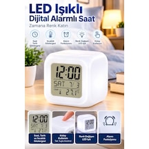Led Aydınlatmalı Küp Saat Dijital Alarm Tarih Ve Sıcaklık Göstergeli Çok Renkli