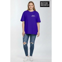 Superlife Kadın Büyük Beden Unified Collective Baskılı 3xl-6xl Bisiklet Yaka Tshırt Spr26btsk510-10 Saks Mavi