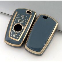 Bmw 1 3 5 7 Serisi F30 F25 F20 F18 F16 F15 F10 & X1 X3 X4 X5 Gold Kenar Tpu Anahtar Kılıfı Mavi