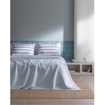 Madame Coco Mathilda King Size %100 Pamuk Karde Düz Pike Takımı - Mavi 8684427308967 Çok Renkli