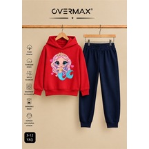Overmax Deniz Kızı Baskılı Kapüşonlu Eşofman Takımı 3-12 Yaş Kırmızı Üst-lacivert Alt - 920974800 Kırmızı Üst-lacivert Alt