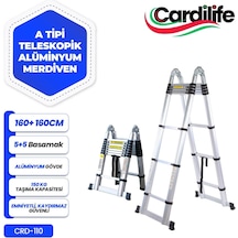 Cardilife 160 Cm+160cm 5+5 Basamaklı A Tipi Açılır Tip Alüminyum Teleskopik Merdiven 5+5
