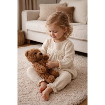 Babyhola Kız Bebek Çocuk Bayramlık Takım Dantel Detaylı Alt Üst Takım Set 2005 Kahve