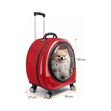 Jumbo Fileli Tekerlekli Kedi Köpek Taşıma Çantası 45 X 50 X 27 Cm Kırmızı 15 Kg
