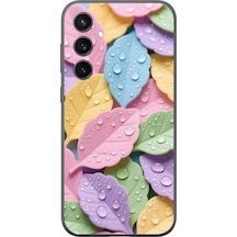Samsung Galaxy S23 Uyumlu Pastel Damlalıklı Yapraklar Baskılı Silikon Kılıf Renkli