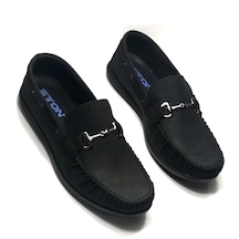 Ston Mat Siyah Erkek Babet Hakiki Deri Günlük Loafer Ayakkabı