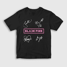 Presmono Unisex Çocuk Signs Blackpink T-shirt Siyah