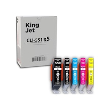 Kingjet Canon Pgı-550 & Clı-551 Uyumlu 5 Renk Takım Uyumlu  Kartuş Çipli Pıxma Mg5450