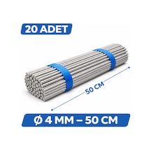 20 Adet 4 Mm Çap Dolu Demir Mil 50 Cm Çelik Çubuk Seti Metal Çubuk Paket