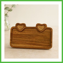 Vaveni Akasya Ahşap Servis Tepsisi 25x14 Cm Kulplu, Kalp Bölmeli Arz