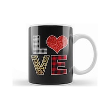 Love Leopard Buffalo Plaid Family Aniversary Matching Kupa Bardak Porselen Karışık