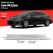 Toyota Corolla Cam Kenar Alt Çıtası Kromu 8 Parça 2019+