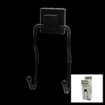 Siyah - 2li Metal Sarkık Askı Kare Güçlü Yapışkanlı 8x9x19cm 5468 Çok Renkli