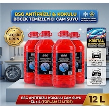 Antifrizli Kokulu Cam Suyu 3 Lt X 4 Adet - Toplam 12 Litre - Böcek Temizleme Etkili Dört Mevsim