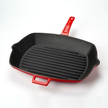 Lava Izgara Grill Tava Kırmızı 20x20 Metal Kulplu