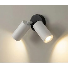 Riolight Modern Oda,salon,banyo Siyah Taban Beyaz Başlık Metal Duvar Led Aplik Spot Ampül Dahildir