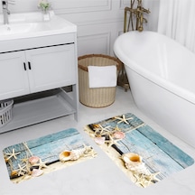 Rovigo Home Baskılı Kaymaz Taban 2 Li Banyo Paspas Takım Rvg5040-100X60-60X50 Çok Renkli