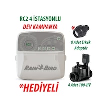 Rain Bird Dış Mekan Rc2-4 İstasyonlu Kontrol Ünitesi + 4 Adet 100hv Vana Seti