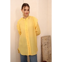 Allday Sarı Volan Detaylı Gömlek Tunik