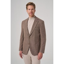 Morven Erkek Kahve Poliviskon Trend Desenli Dynamic Fit Mono Yaka Ceket 26ks002005400 Kahve