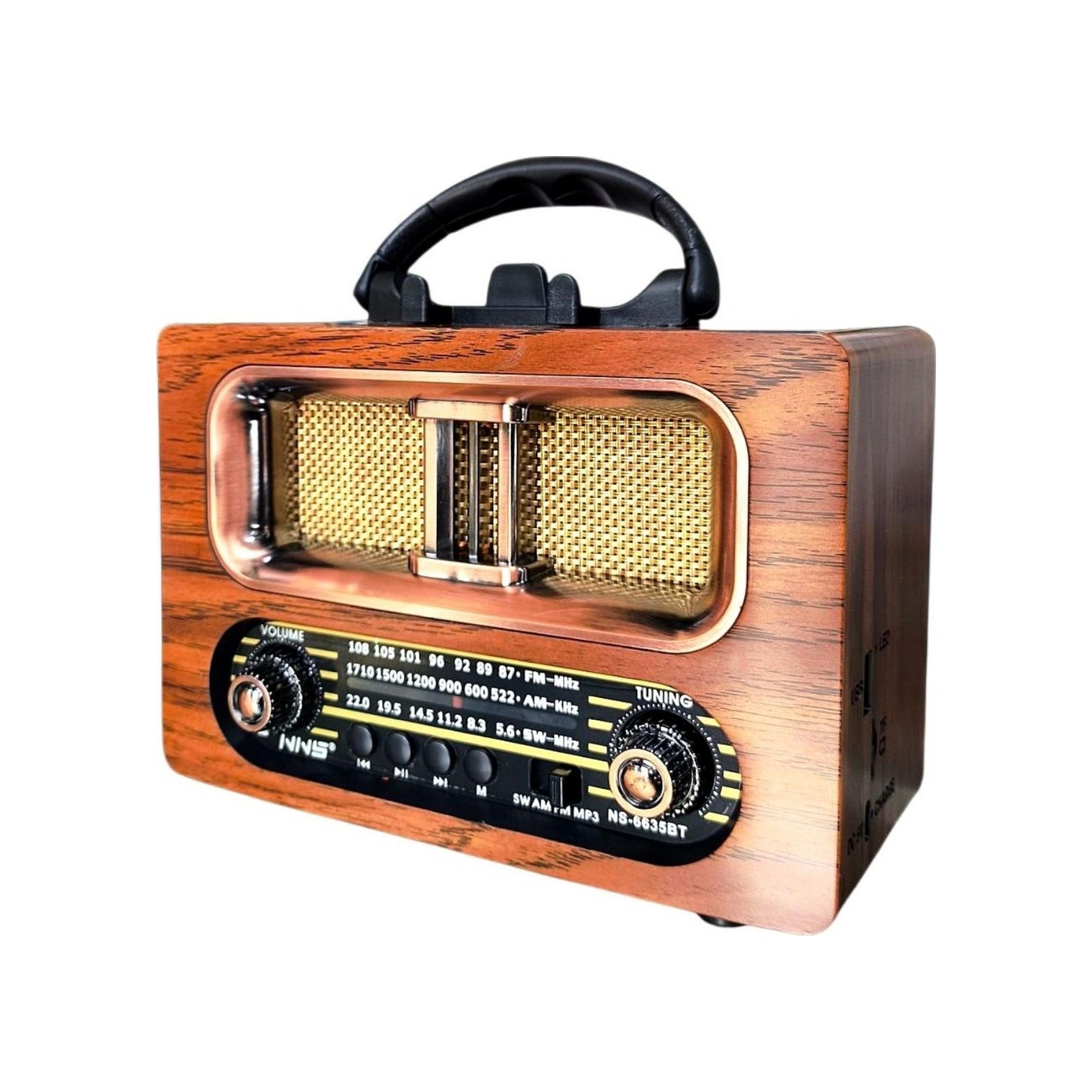Büyük Boy Retro, Nostaljik, Ahşap Tasarım Bluetooth Hoparlörlü, Şarjlı, Taşınabilir Fm/am Destekli Radyo Ns-66