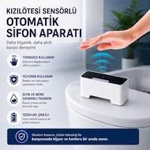Polham Kızılötesi Sensörlü Otomatik Sifon Aparatı Temassız Kullanım, Suya Dayanıklı, 1200mah Şarjlı Beyaz