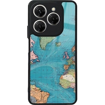 Tecno Spark 20 Pro Atlantic Map Tasarımlı Glossy Telefon Kılıfı Çok Renkli