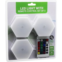 3pcs - Altıgen - Rgb Kumandalı - Pilli - Dokunmatik Lamba Seti 6 Led