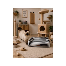 Kedi Ve Köpek Yatağı Kafa Destekli Kaydırmaz Taban Yıkanabilir Fermuarlı Minder %100 Boncuk Elyaf Siyah - 880945559