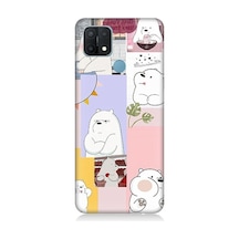 Oppo A15 Uyumlu Beyaz Pandalar Desenli Silikon Kılıf