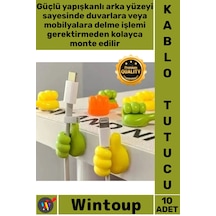 Kablotutucu Çok Amaçlı Yapışkanlı Duvar Askısı Düzenleyici Organizer El Şekil Kablo Tutucu 10 Adet