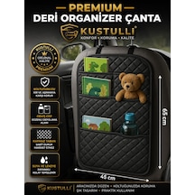 Kustulli Koltuk Arkası Deri Organizer Çok Cepli Düzenleyici Çanta Siyah