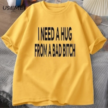 Flood Of Style Ben Kötü Bir T-shirt Erkekler Pamuk Kısa Kollu T Shirt Ummer Baskı Rahat Baskılı Tişört Erkek Sarı