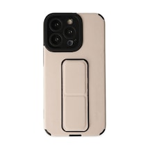 Apple iPhone  Uyumlu - 13 Pro Kılıf Mega Standlı Silikon - Gold