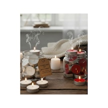20'li Tealight Mum Seti - Beyaz Veya Kırmızı 2-4 Saat Yanma Süresi Kırmızı