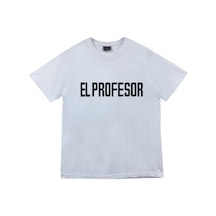 Stoned&Fame El Profesor La Casa De Papel Baskılı Unisex %100 Pamuk Beyaz T-shirt Beyaz