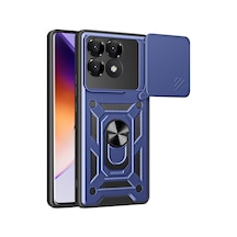 Thegencoo Poco F6 Pro Kılıf Magnetik Standlı Kamera Korumalı Tgco Sürgülü Vega Kapak - Mavi