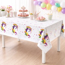Unicorn Desenli Masa Örtüsü 120x180 Cm Tek Kullanımlık Parti Masa Örtüsü Doğum Günü Süsleri