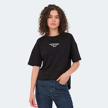 Slazenger VILLAGE Kadın Oversıze Siyah Tişört
