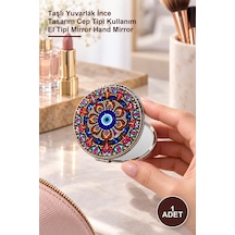 1 Adet El Aynası Taşlı Yuvarlak İnce Tasarım Cep Tipi Kullanım El Tipi Mirror Hand Mirror Diğer