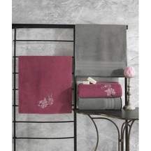 Cotton Box Colorful 4 Parça Hamam Havlu Seti-Gri K.Pembe Gri - Pembe
