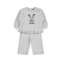 Civil Baby Bunny Loves Mommy Baskılı 6-18 Ay Takım - Gri Karmelanj