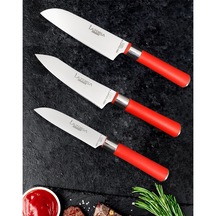 Lazbisa Red Mini Pro Mutfak Bıçak Seti Günlük Kullanım 3'lü