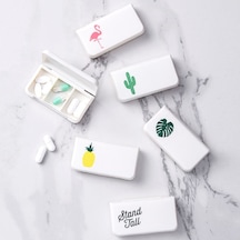 Sones 8 Adet Küçük Taşınabilir Nem Geçirmez Mühürlü İlaç Kutusu 3 Bölmeli Bir Günlük İlaç Bölmeli Kaplumbağa Yaprağı