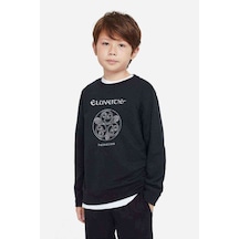 Tshirthane Eluveitie Logo Baskılı Unisex Çocuk Siyah Sweatshirt Siyah