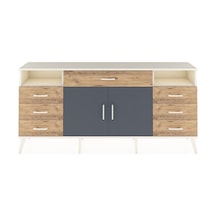 Arges Konsol 4 Raflı 7 Çekmeceli 2 Kapaklı 176x30x83 Aytaşı-antrasit/çam Antrasit/çam