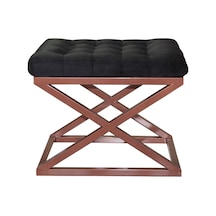 Evodeko Bakır Çapraz Ayaklı Siyah Puf