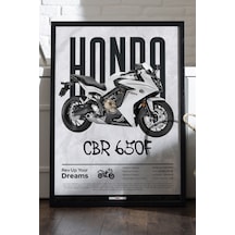 Honda Cbr 650f Siyah Ahşap Çerçeveli Poster, Motosiklet Duvar Tablosu