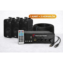 Tenses055 , Eco Seri Ses Sistemi Amfi + Duvar Tipi Hoparlör Seti Cafe, Restoran, Mağaza, Masaj Salonu İçin Bluetooth + Usb